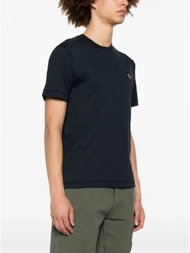 Logo Patch Short Sleeves T-Shirt Navy - STONE ISLAND - BALAAN 4