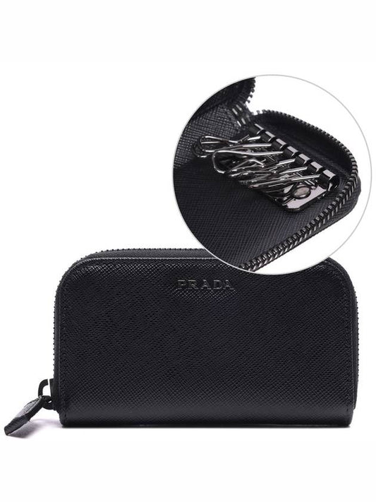 Saffiano Metal Logo Zipper Key Case Black - PRADA - BALAAN 2