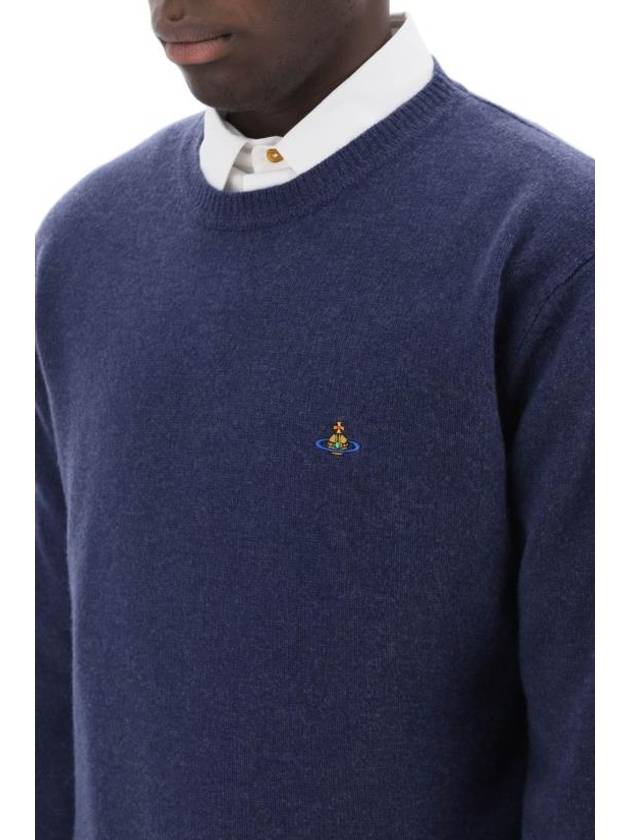 ORB Embroidered Crew Neck Knit Top Blue - VIVIENNE WESTWOOD - BALAAN 5