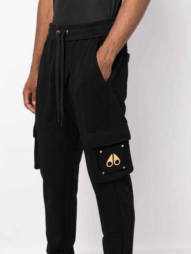 Logo Patch Drawstring Waist Cargo Track Pants Black - MOOSE KNUCKLES - BALAAN 5