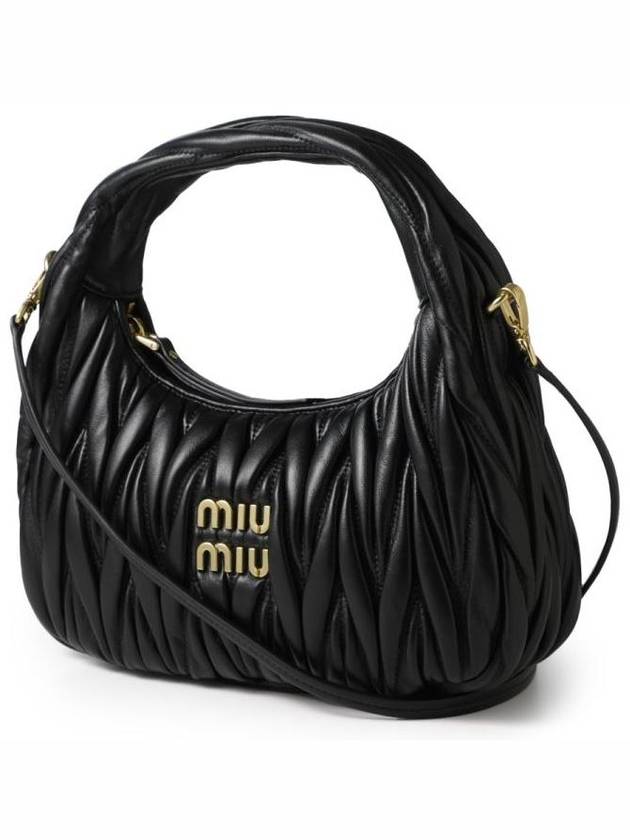 Wander Materasse Nappa Leather Mini Hobo Tote Bag Black - MIU MIU - BALAAN 3