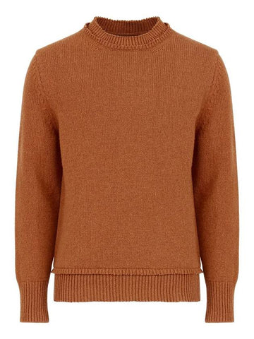 Elbow Patch Wool Knit Top Brown - MAISON MARGIELA - BALAAN 1