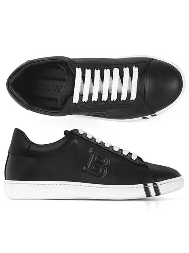 Men's Asher Leather Low Top Sneakers Black - BALLY - BALAAN 3