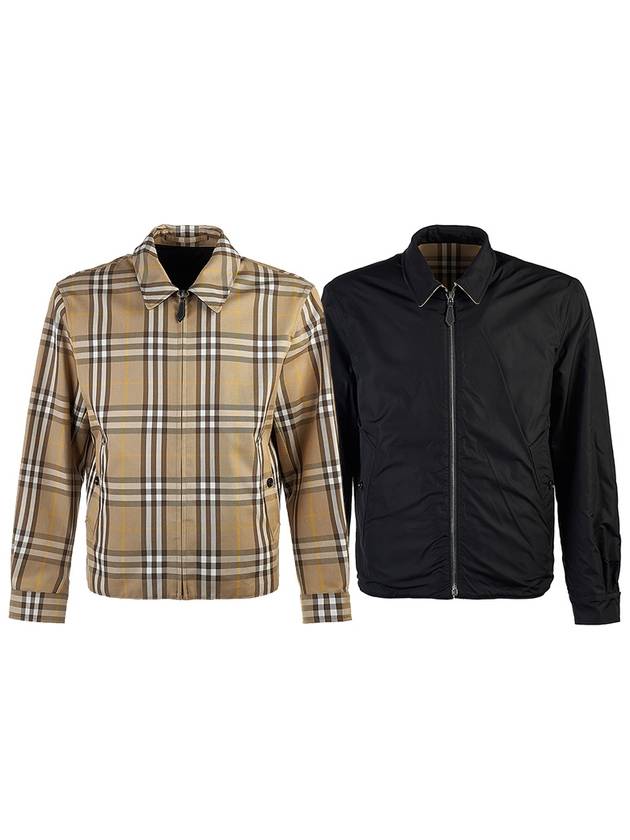 Check Print Reversible Zip-Up Jacket Truffle Beige - BURBERRY - BALAAN 2