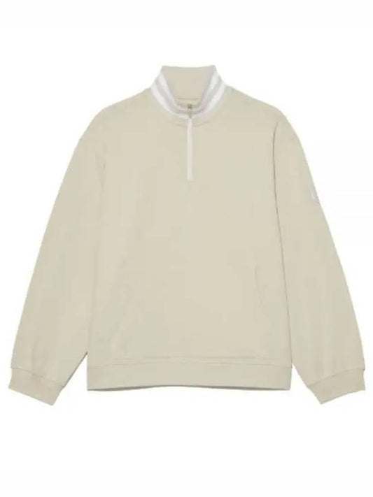 Rib Collar French Terry Quarter Zip Pullover Long Sleeve T-shirt Beige - G/FORE - BALAAN 2