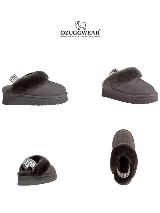 Australia Ozwear UGG Slippers High Heel Winter Fur Shoes Indoor OZ114 Gray - OZWEAR UGG - BALAAN 1