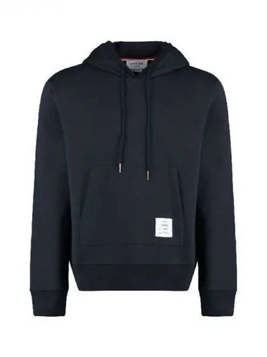 Logo patch cotton drawstring hood - THOM BROWNE - BALAAN 1