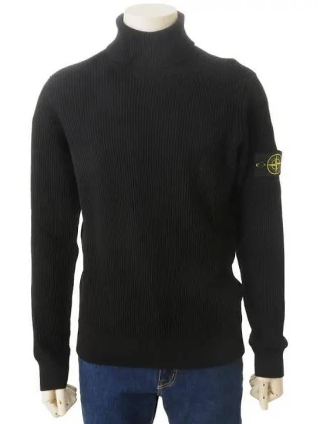 Men's Logo Patch Turtleneck Black - STONE ISLAND - BALAAN 2