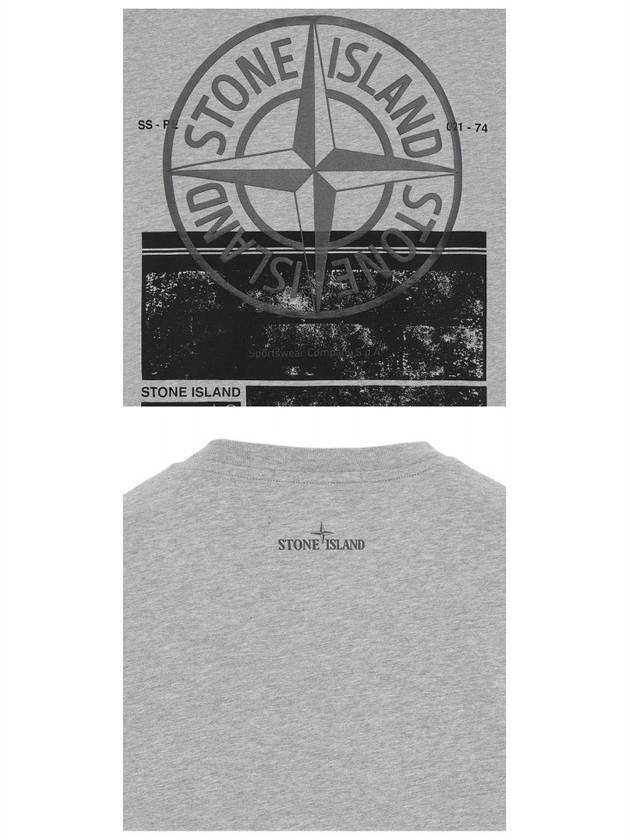 21SS 74152NS65 V0M64 Logo Painting Printing Short Sleeve T-Shirt Gray Men's T-Shirt TJ - STONE ISLAND - BALAAN 5