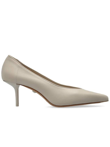 Max Mara Leather Heeled Shoes, Women's, Cream - MAX MARA - BALAAN 1