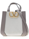 V Logo Signature Leather Tote Bag Grey - VALENTINO - BALAAN 1