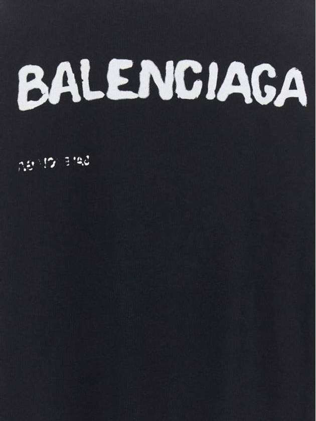 Logo Oversized Cotton Hoodie Black - BALENCIAGA - BALAAN 5