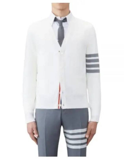 Milano Stitch 4 Bar Cardigan White - THOM BROWNE - BALAAN 2