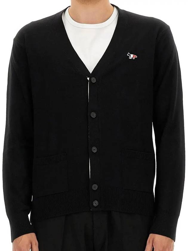 Tricolor Fox Patch Classic Cardigan Black - MAISON KITSUNE - BALAAN 3