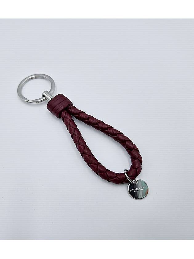 Intrecciato Leather Key Holder Burgundy - BOTTEGA VENETA - BALAAN 3