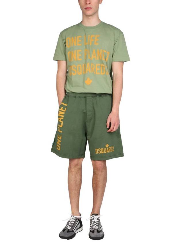 Men's One Life Cotton Shorts Green - DSQUARED2 - BALAAN 3