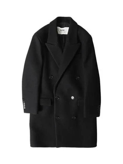 Crossover Wool Double Coat Black - AMI - BALAAN 2