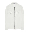 two-pocket logo zip-up long-sleeved shirt white - STONE ISLAND - BALAAN.