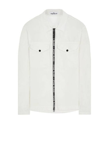 Two Pocket Logo Zip-up Long Sleeved Shirt White - STONE ISLAND - BALAAN 1