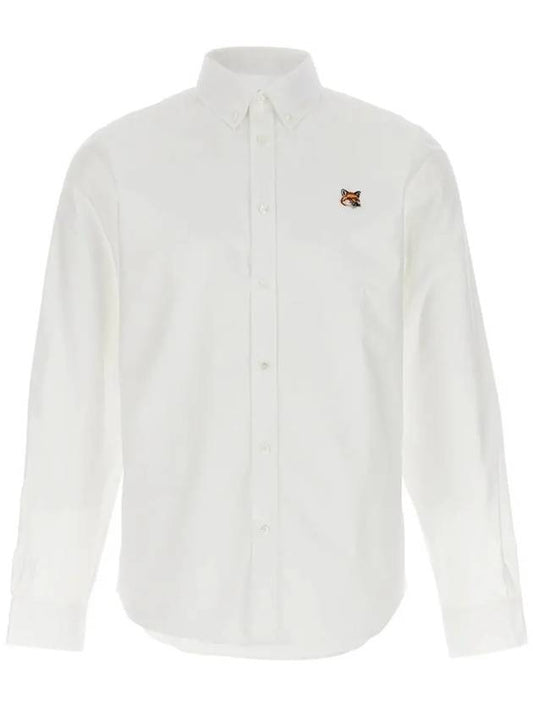 Oxford Institutional Foxhead Patch Button Down Classic Shirt White - MAISON KITSUNE - BALAAN 2