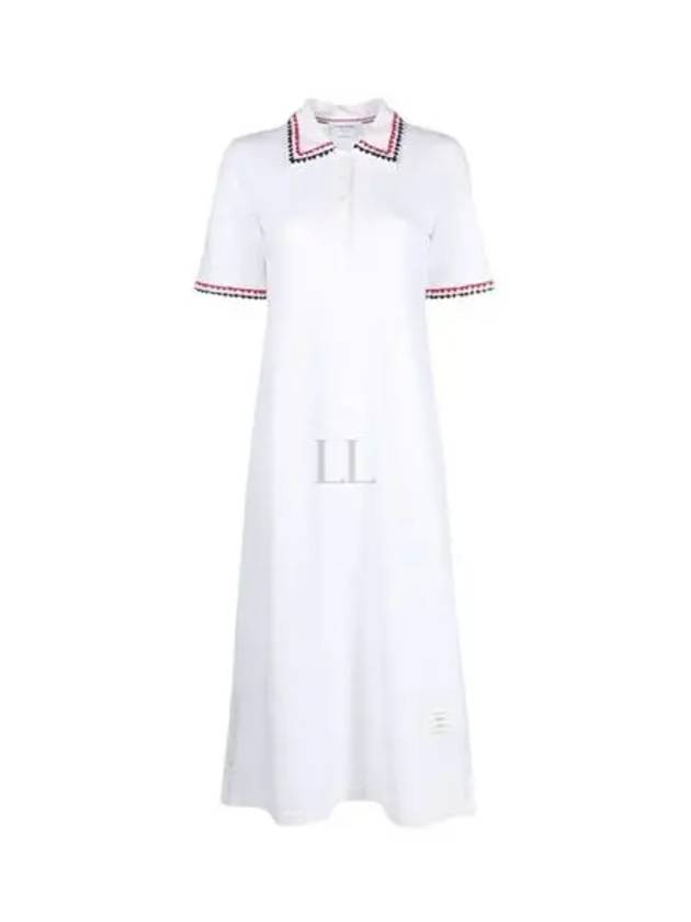 RWB Trimmed Polo Cotton Midi Dress White - THOM BROWNE - BALAAN 2