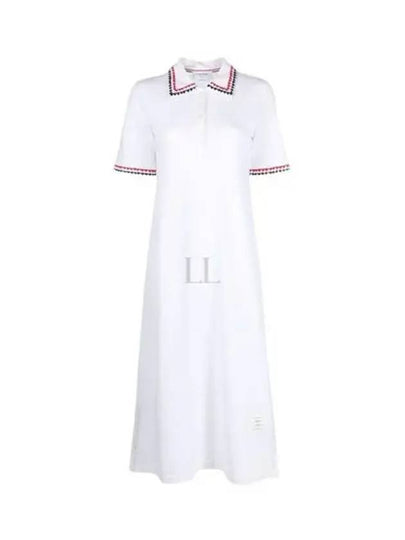 RWB Trimmed Polo Cotton Midi Dress White - THOM BROWNE - BALAAN 2