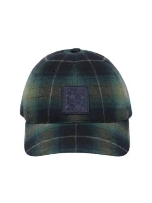 Patch Tartan Wool Ball Cap Black Green - LOEWE - BALAAN 2