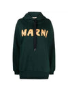 Logo Print Cotton Hooded Top Dark Green - MARNI - BALAAN 2