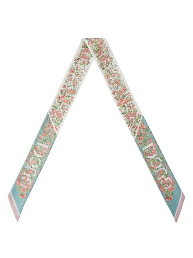 Floral Print Silk Neck Bow Aquamarine Pink - GUCCI - BALAAN 1