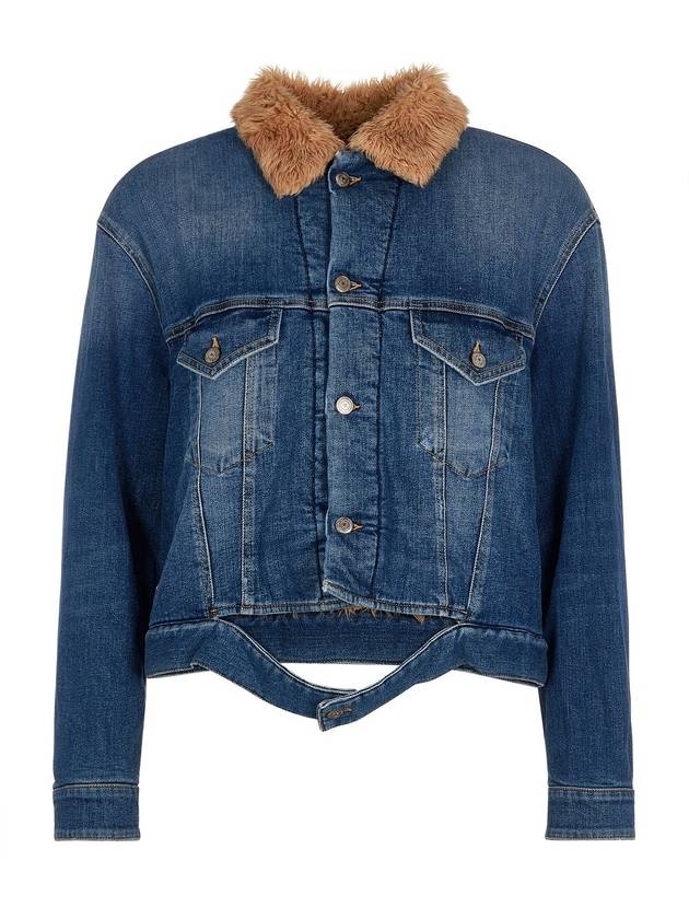 Fur Collar Denim Jacket Blue - GOLDEN GOOSE - BALAAN 1