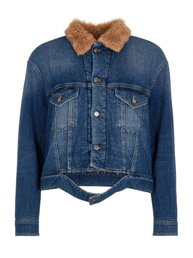 Fur Collar Denim Jacket Blue - GOLDEN GOOSE - BALAAN 1