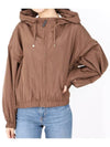 Tapchi Water Repellent Drawstring Hooded Zip-Up Jacket Brown - MAX MARA - BALAAN 1