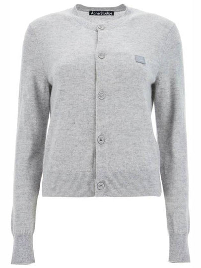 Face Patch Crop Cardigan Light Grey Melange - ACNE STUDIOS - BALAAN 2