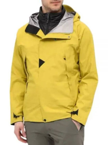 Men's Asynja Waterproof Hooded Zip-Up Jacket Dusty Yellow - KLATTERMUSEN - BALAAN 1