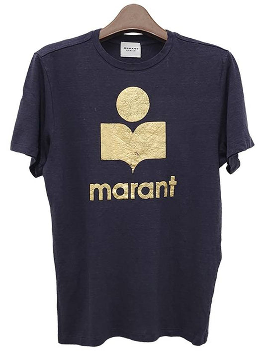 ZEWEL Linen Logo Short Sleeve TShirt Faded Night Gold TS0001FB A1N10E FNGO - ISABEL MARANT ETOILE - BALAAN 2