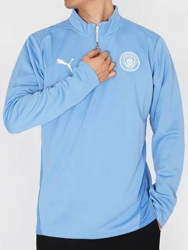 Manchester City Essentials 1/4 Zip Up Long Sleeve T-Shirt Blue - PUMA - BALAAN 2