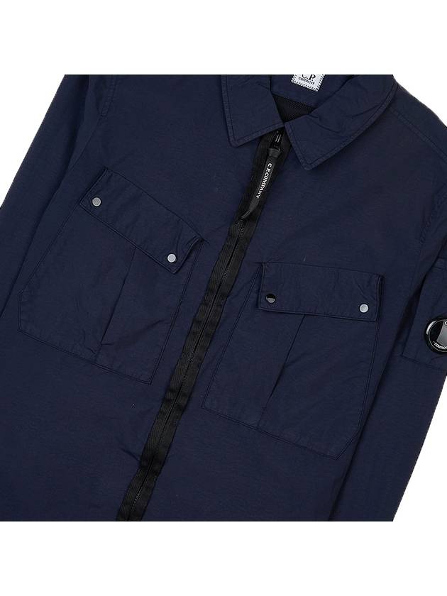 Lens Wappen Double Pocket Over Long Sleeve Shirt Navy - CP COMPANY - BALAAN 8