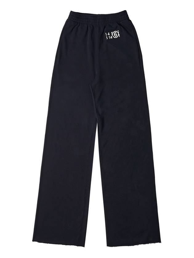 MM6 Number Zoom Logo Cotton Wide Pants Black - MAISON MARGIELA - BALAAN.