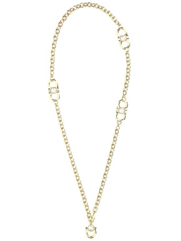 Salvatore Gancini Pearl Pendant Long Necklace Gold - SALVATORE FERRAGAMO - BALAAN 2