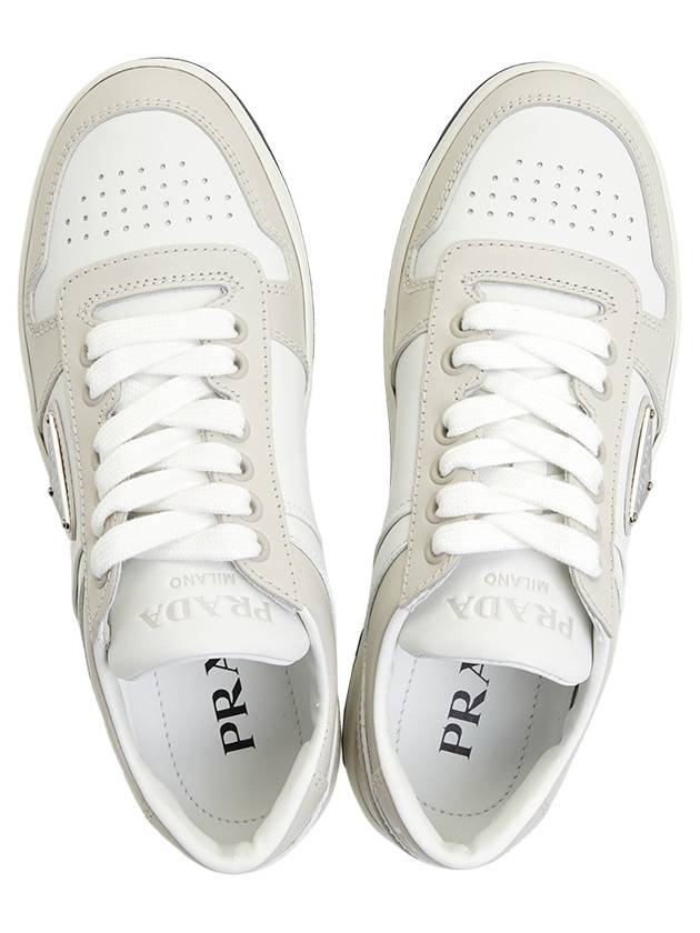 Downtown Leather Low Top Sneakers White Dusty Grey - PRADA - BALAAN 3