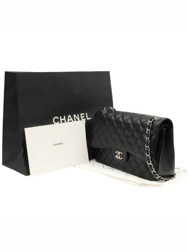 Black Caviar Silver Chain Classic Jumbo Large Shoulder Bag 23rd A58600 - CHANEL - BALAAN 2