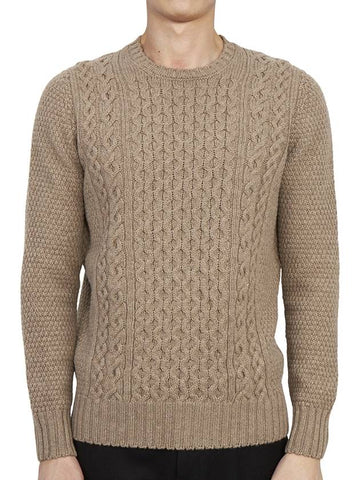 Crew Neck Lambswool Knit Top Beige - DRUMOHR - BALAAN 1