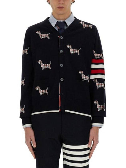 Hector 4 Bar V Neck Wool Cardigan Navy - THOM BROWNE - BALAAN 2