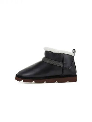 Women s Monili Band Shearling Leather Boots Black 270410 - BRUNELLO CUCINELLI - BALAAN 1