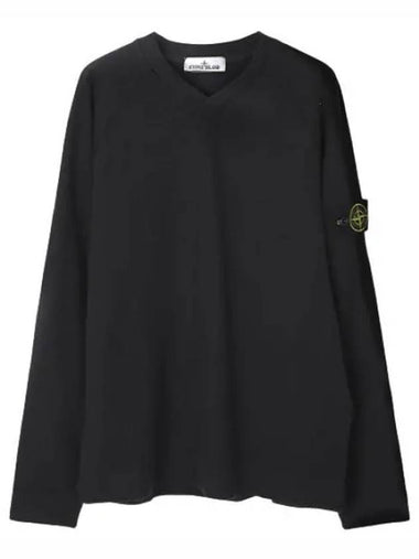 Knit nylon blend garment dyeing badge V neck sweatshirt - STONE ISLAND - BALAAN 1