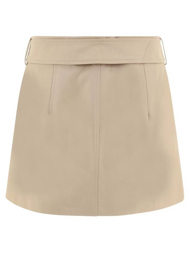 Women's Cotton Gabardine Mini Trench A-Line Skirt Beige - BURBERRY - BALAAN 3