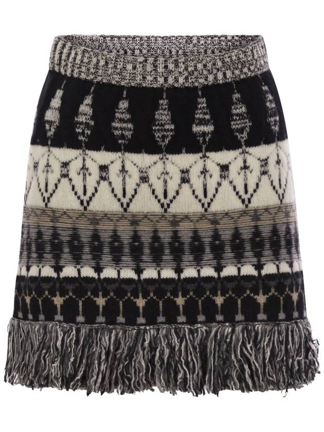 Wool and cashmere blend jacquard skirt - VANISE - BALAAN 1