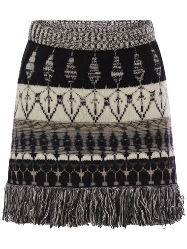 Wool and cashmere blend jacquard skirt - VANISE - BALAAN 1