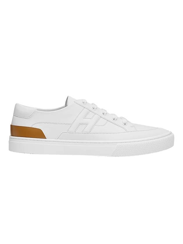 Men's Deep Leather Low Top Sneakers White - HERMES - BALAAN 1