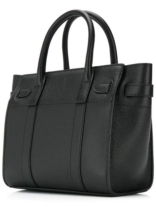 Bayswater Zipped Mini Classic Grain Tote Bag Black - MULBERRY - BALAAN 3